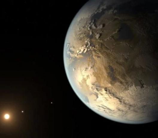 Een artistieke afbeelding van de exoplaneet Kepler-186f